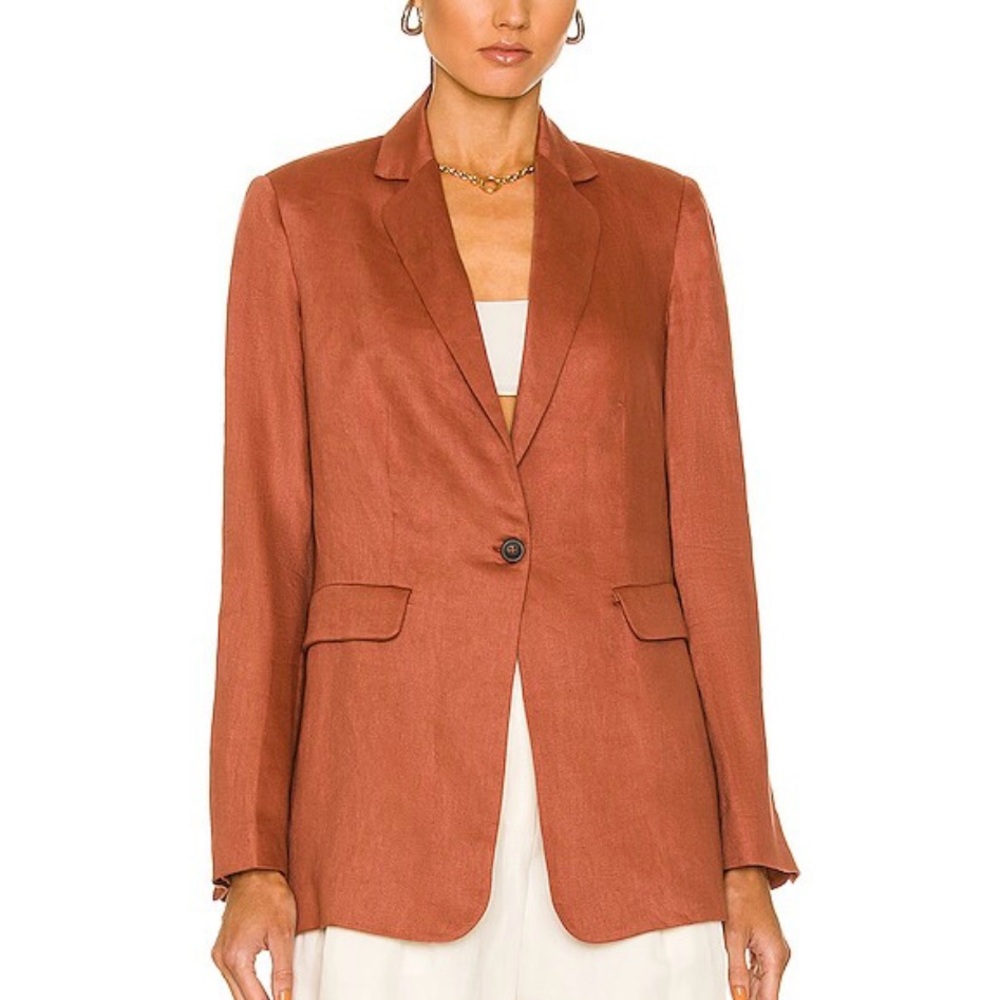 ASCENO The Azores Blazer in 100% Linen, Color: Clay, XS